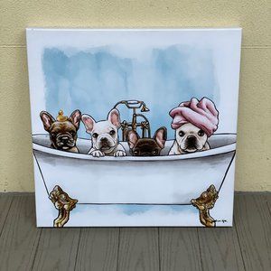 Oliver Gal Wall Art - French Bulldogs Frenchies Frenchie In Bathtub
